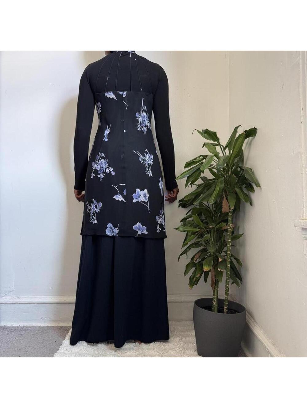 Vintage Y2K Evan-Picone Floral Watercolor Midi Dress - Size 12 - Picture 4 of 5